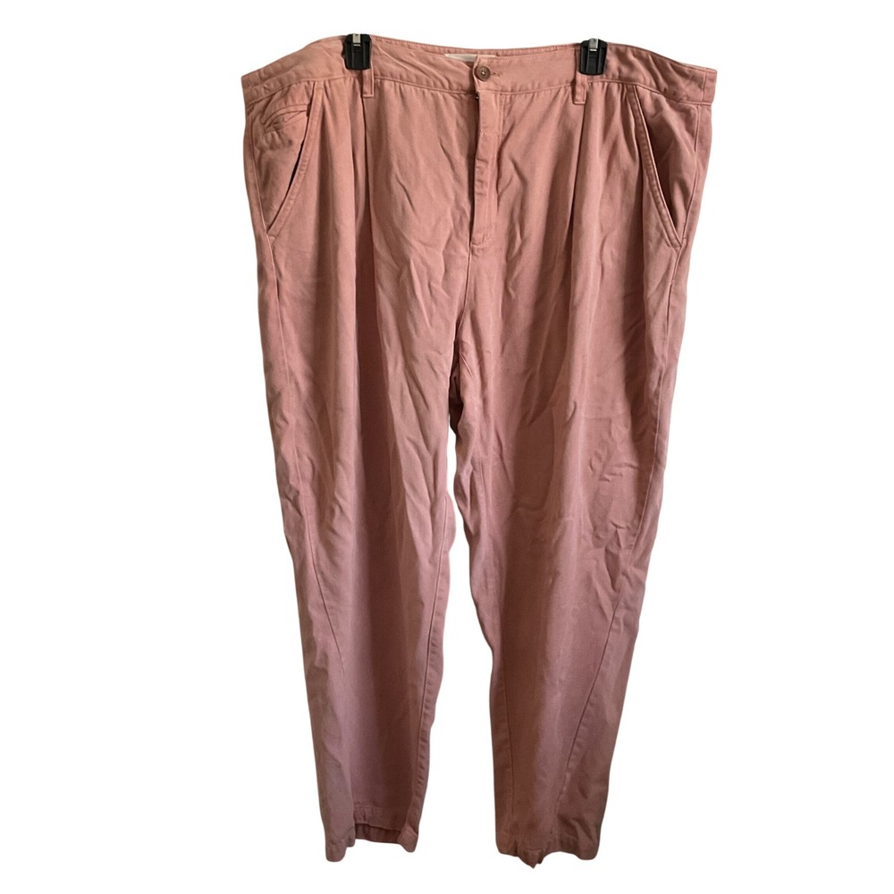 Anthropologie Scout Rose Blush Pink Pleated Slim Leg Lyocell Trousers Size 22W